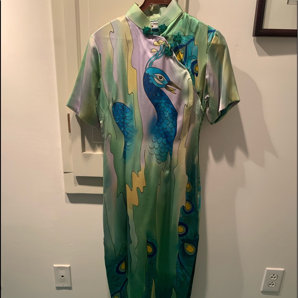 Silk peacock dress